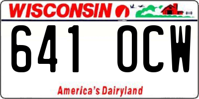 WI license plate 641OCW