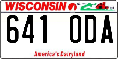 WI license plate 641ODA
