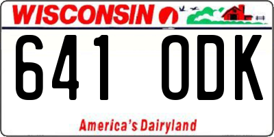 WI license plate 641ODK