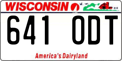 WI license plate 641ODT