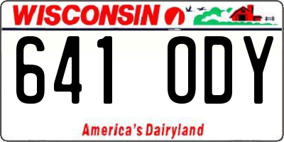 WI license plate 641ODY