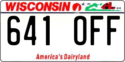 WI license plate 641OFF