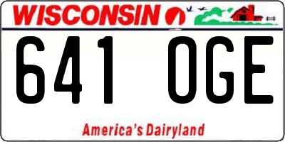 WI license plate 641OGE