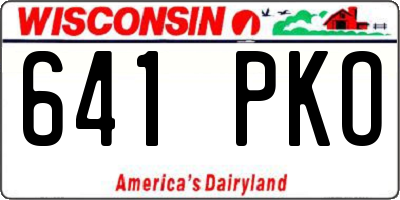 WI license plate 641PKO