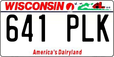 WI license plate 641PLK