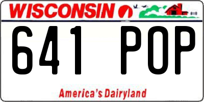 WI license plate 641POP