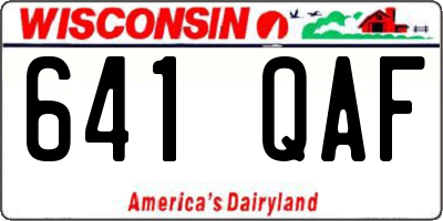 WI license plate 641QAF