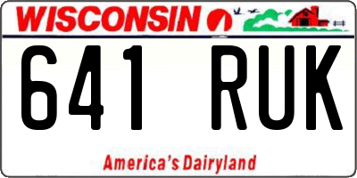 WI license plate 641RUK