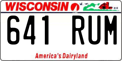 WI license plate 641RUM