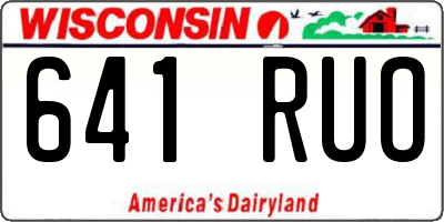 WI license plate 641RUO