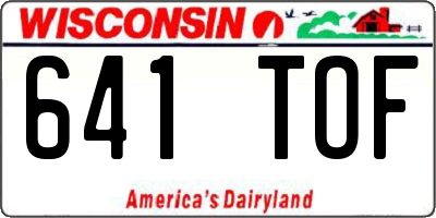 WI license plate 641TOF