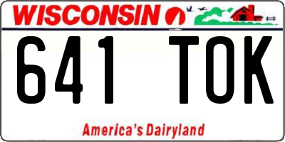 WI license plate 641TOK