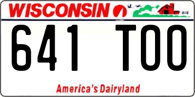 WI license plate 641TOO