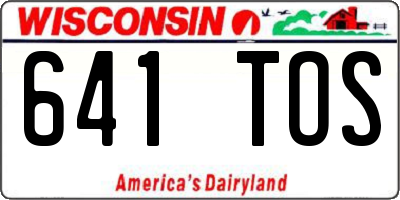 WI license plate 641TOS
