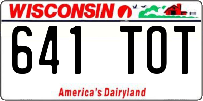 WI license plate 641TOT