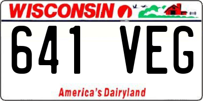 WI license plate 641VEG