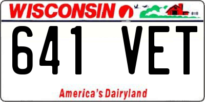 WI license plate 641VET