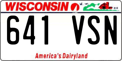 WI license plate 641VSN