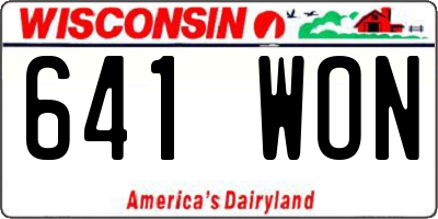 WI license plate 641WON