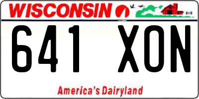 WI license plate 641XON
