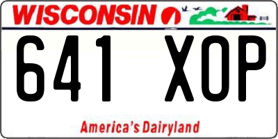 WI license plate 641XOP