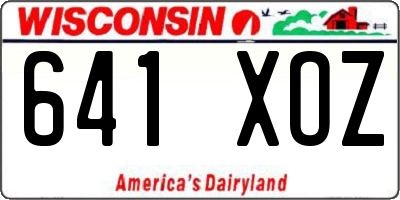 WI license plate 641XOZ