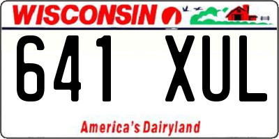 WI license plate 641XUL