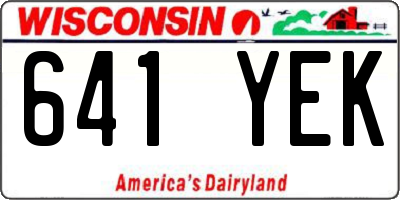 WI license plate 641YEK
