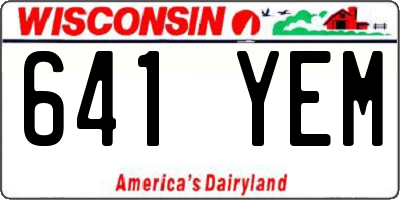 WI license plate 641YEM