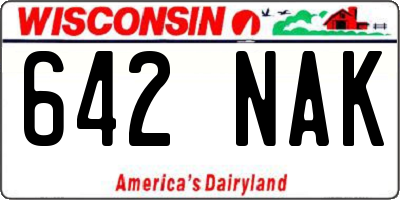 WI license plate 642NAK