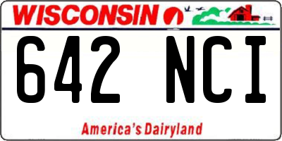 WI license plate 642NCI