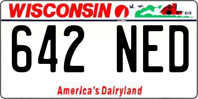 WI license plate 642NED