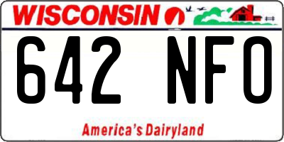 WI license plate 642NFO