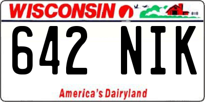 WI license plate 642NIK