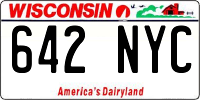 WI license plate 642NYC