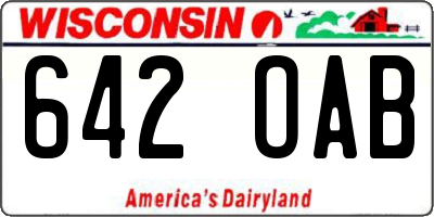 WI license plate 642OAB