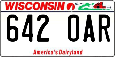 WI license plate 642OAR