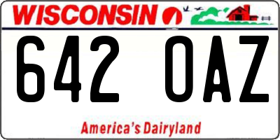 WI license plate 642OAZ