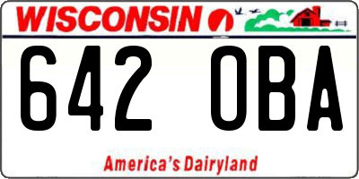 WI license plate 642OBA