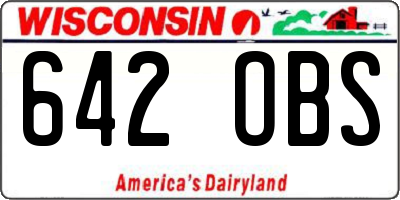 WI license plate 642OBS