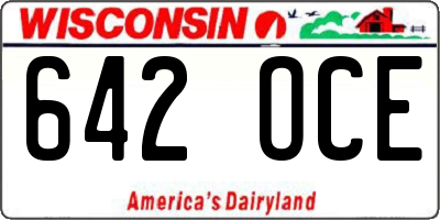 WI license plate 642OCE