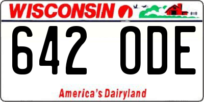 WI license plate 642ODE