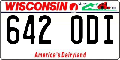 WI license plate 642ODI