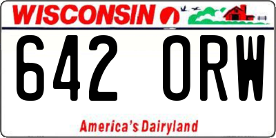 WI license plate 642ORW