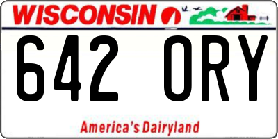 WI license plate 642ORY