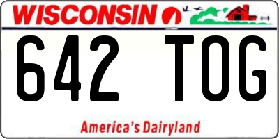 WI license plate 642TOG