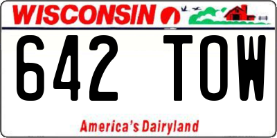 WI license plate 642TOW
