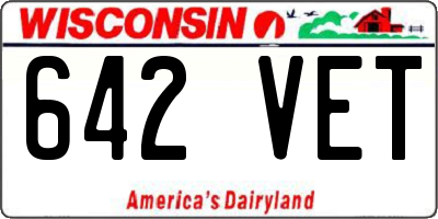WI license plate 642VET