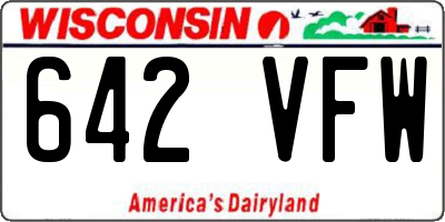 WI license plate 642VFW