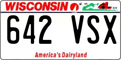 WI license plate 642VSX